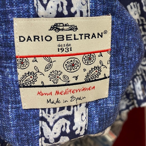 NWT Dario Beltran men’s long sleeves blue and white tribal shirt. Size M - Picture 6 of 8